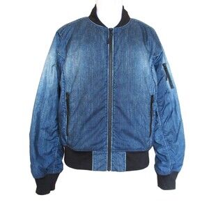 North Face Heatseeker Jacket Bomber Jacket L Blue Denim-Look Zip Up